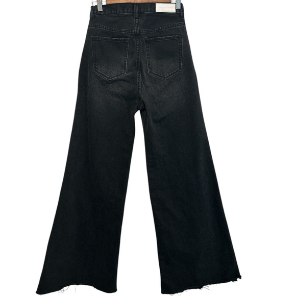 Free People Neon Blonde Black Siren Mum Fit Wide Leg Jeans Size 26 - Picture 4 of 9